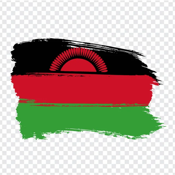 Bandera República de Malawi de pinceladas. Bandera Malawi sobre fondo transparente para el diseño de su sitio web, logotipo, aplicación, interfaz de usuario. ¡África! Vector de acciones. EPS10 . — Vector de stock