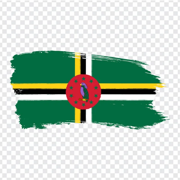 Vlag Dominica van penseelstreken. Vlag Commonwealth van Dominica op transparante achtergrond voor uw website ontwerp, logo, app, Ui. Amerika. Voorraadvector. Eps10. — Stockvector