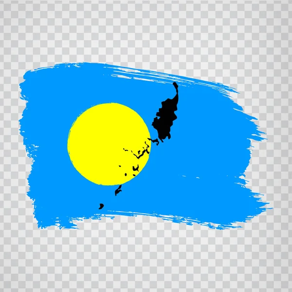 Flaggenrepublik Palau aus Pinselstrichen und leerer Landkarte Palau. hochwertige Karte Palau und Flagge auf transparentem Hintergrund für Ihre Website-Design, Logo, App, ui. eps10. — Stockvektor