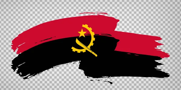 Drapeau de l'Angola, fond de coup de pinceau. En agitant le drapeau de l'Angola sur fond transparent pour la conception de votre site Web, logo, application, interface utilisateur. PSE10 . — Image vectorielle