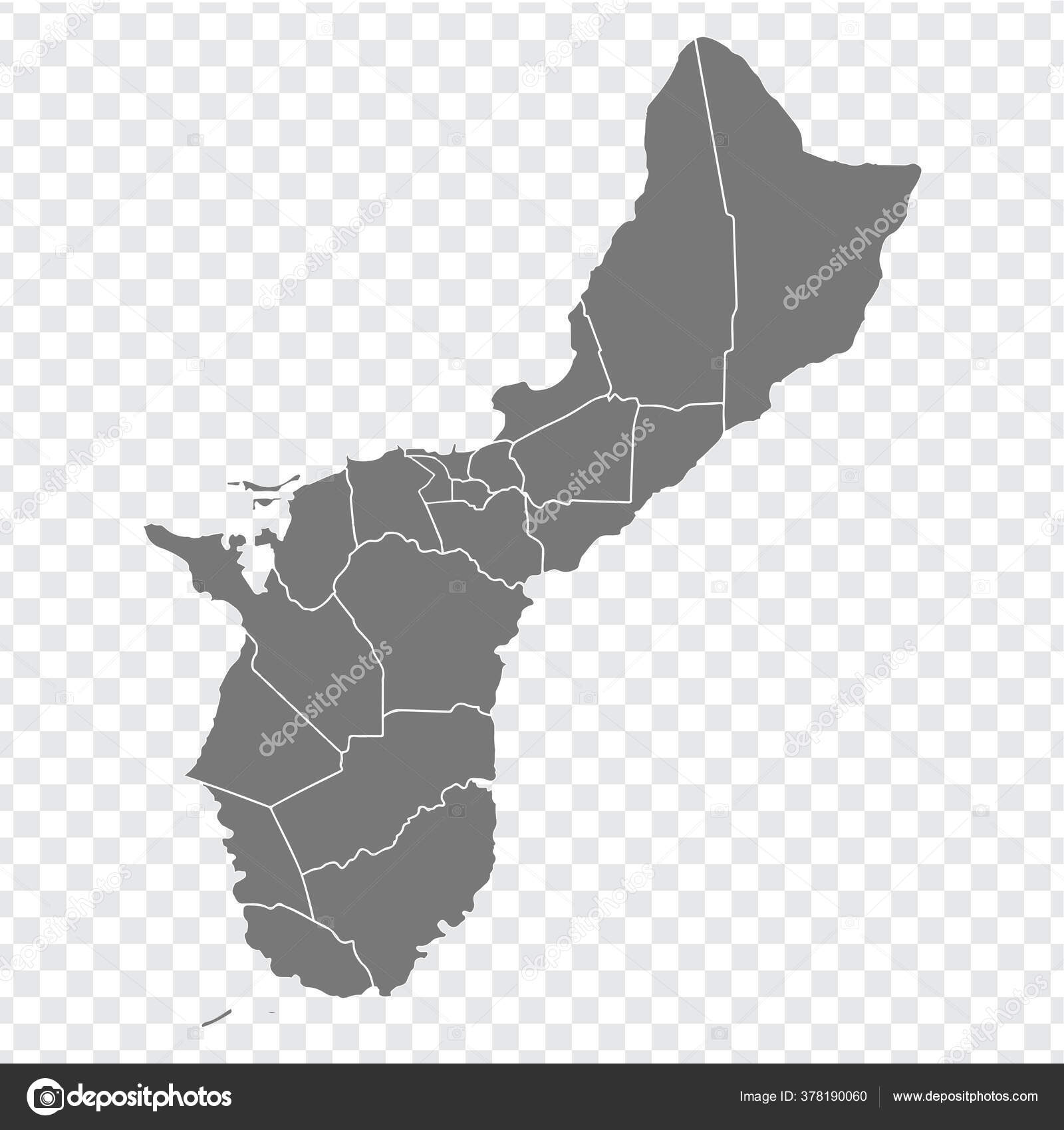 Blank Map Guam High Quality Map Guam Provinces Transparent Background