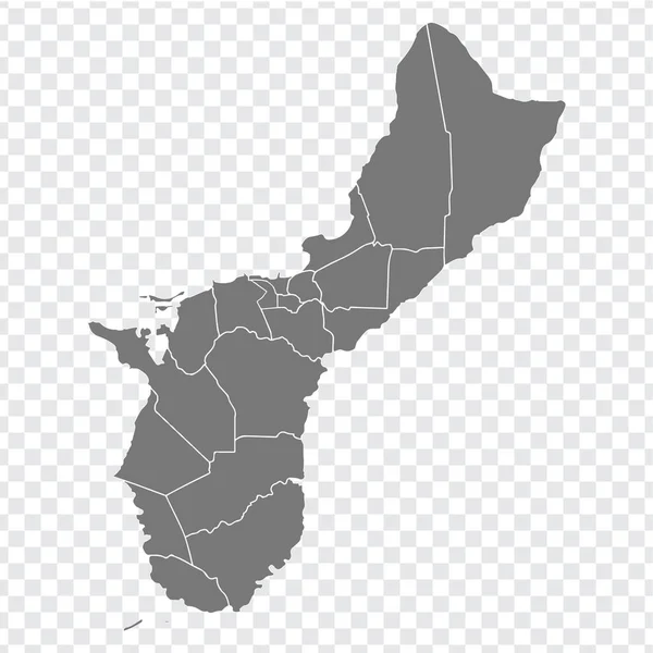 Mappa Vuota Guam Mappa Alta Qualità Guam Con Province Sfondo — Vettoriale Stock
