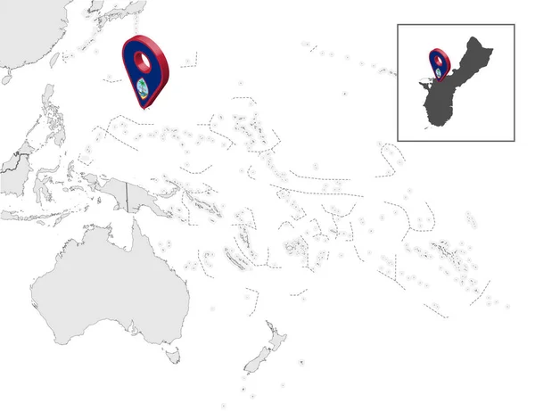 Mapa Ubicación Guam Mapa Oceanía Australia Guam Marcador Mapa Bandera — Vector de stock