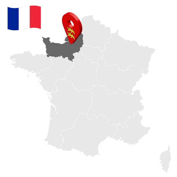 Plats För Normandie Kartan Frankrike Platsskylt Som Liknar Normandie Flagga — Stock vektor
