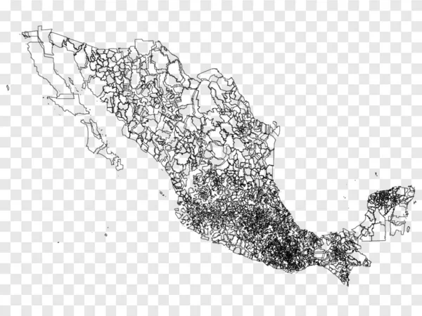 メキシコの空白の地図 高品質の地図あなたのウェブサイトのデザイン アプリ Uiのための透明な背景に自治体とメキシコ Eps10 — ストックベクタ