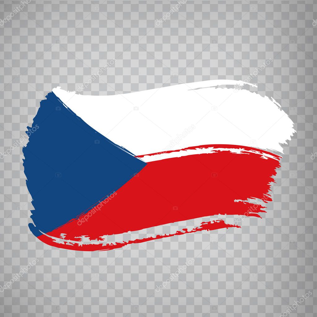 Flag of Czech Republic from brush strokes.  Flag  Czech Republic  on  transparent background for your web site design, app, UI. Stock vector. Vector illustration EPS10