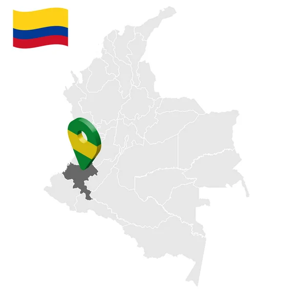Ubicación Cauca Mapa Colombia Cauca Signo Ubicación Bandera Del Cauca — Vector de stock