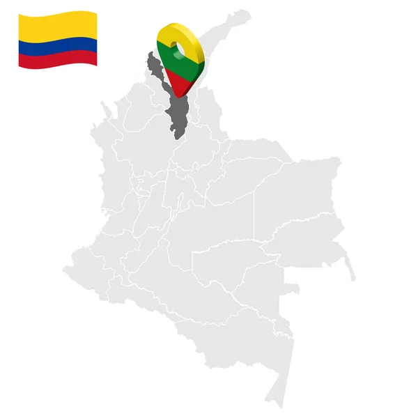 Местонахождение Боливара Карте Колумбия Знак Местоположения Боливара Флаг Боливара Карта — стоковый вектор