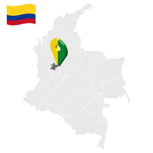 Ubicación Caldas Mapa Colombia Caldas Signo Ubicación Bandera Caldas Mapa — Vector de stock