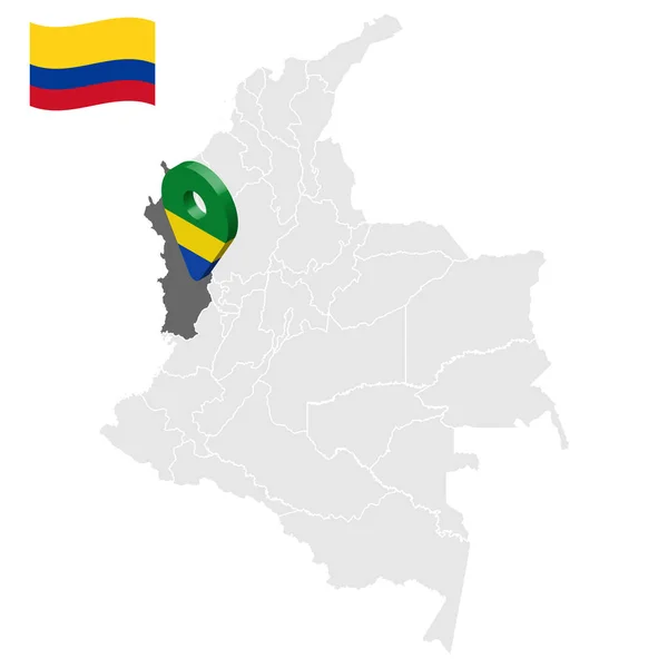Τοποθεσία Της Choco Στο Χάρτη Κολομβία Choco Σημάδι Θέση Σημαία — Διανυσματικό Αρχείο