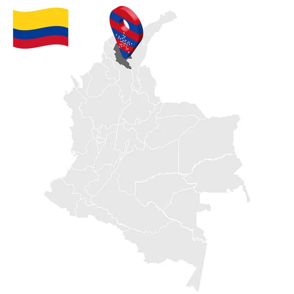 Ubicación Magdalena Mapa Colombia Magdalena Signo Ubicación Bandera Magdalena Mapa — Vector de stock
