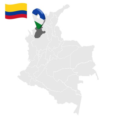 Location of Cordoba on map Colombia. 3d  Cordoba location sign. Flag of Cordoba. Quality map with regions  of Colombia for your web site design, logo, app, UI. Stock vector. EPS10. clipart