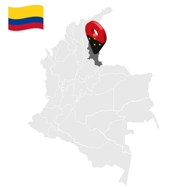 Ubicación Norte Santander Mapa Colombia Norte Santander Signo Ubicación Bandera — Vector de stock