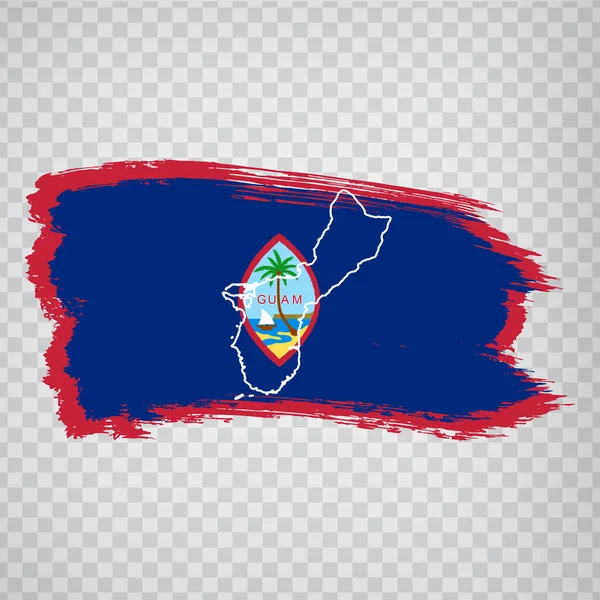 Флаг Гуама Мазков Кистью Карты Гуама Высококачественная Карта Гуама Флаг — стоковый вектор