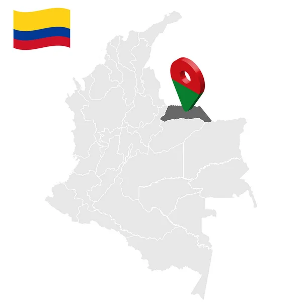 コロンビア地図上のアラウカの場所 3Dアラウカの位置情報 アラウカの旗 あなたのウェブサイトのデザイン アプリ Uiのためのコロンビアの地域との品質マップ 株式ベクトル Eps10 — ストックベクタ