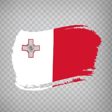 Fırça darbelerinden Malta bayrağı. İnternet sitesi tasarımı, logosu, uygulaması ve UI için saydam arkaplan üzerinde Malta Bayrağı Cumhuriyeti. Avrupa. Vektör illüstrasyonu EPS10