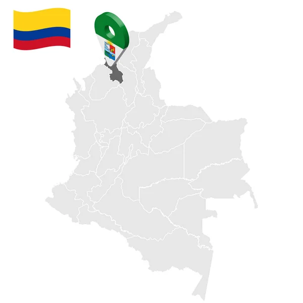 Sucre Elhelyezkedése Térképen Kolumbia Sucre Helymeghatározó Jel Sucre Zászlója Quality — Stock Vector
