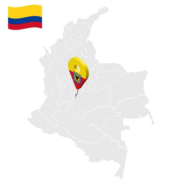 コロンビア地図上のボゴタの場所 3Dボゴタの位置標識 ボゴタの旗 あなたのウェブサイトのデザイン アプリ Uiのためのコロンビアの地域との品質マップ 株式ベクトル Eps10 — ストックベクタ