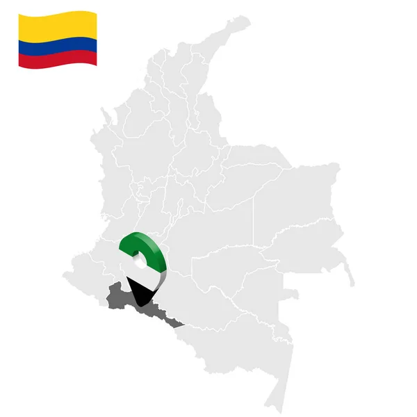 Ubicación Putumayo Mapa Colombia Putumayo Signo Ubicación Bandera Putumayo Mapa — Vector de stock