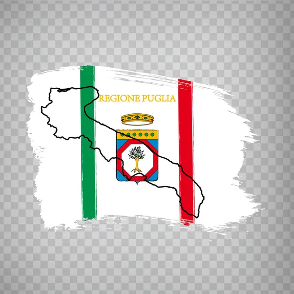 Fırça Darbelerinden Bayrak Talya Cumhuriyeti Puglia Haritası Internet Siteniz Için — Stok Vektör