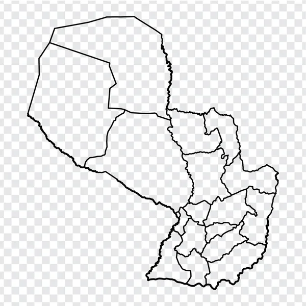 Пустая Карта Парагвая Высококачественная Карта Республики Парагвай Провинциями Прозрачном Фоне — стоковый вектор