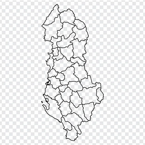 Mapa Blanco República Albania Mapa Alta Calidad Albania Con Distritos — Archivo Imágenes Vectoriales