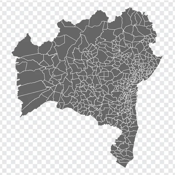 Tomma Kartan Bahia Brasilien Högkvalitativ Karta Bahia Med Regioner Transparent — Stock vektor