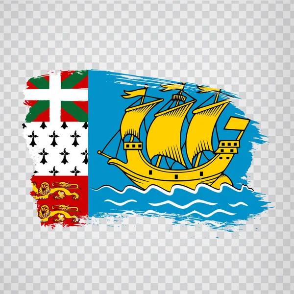 Saint Pierre Och Miquelon Flagga Från Penseldrag Flagga Saint Pierre — Stock vektor