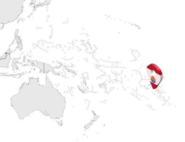 Lageplan Von Französisch Polynesien Auf Der Karte Ozeanien Und Australien — Stockvektor