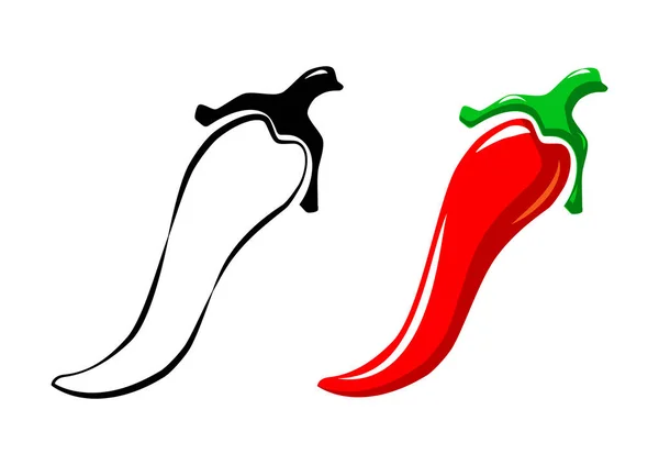 Pikantne Ikony Ostrej Papryki Chili Wektor Azjatyckie Meksykańskie Pikantne Jedzenie — Wektor stockowy