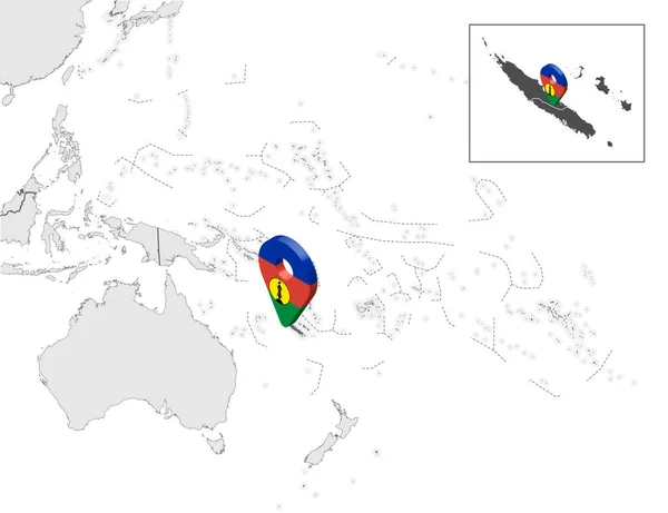 Χάρτης Τοποθεσίας Της Νέας Καληδονίας Στο Χάρτη Ωκεανία Και Αυστραλία — Διανυσματικό Αρχείο