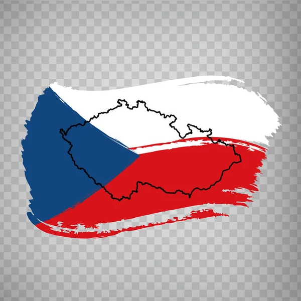 Flag Czech Republic Brush Strokes Blank Map High Quality Map — Stock Vector