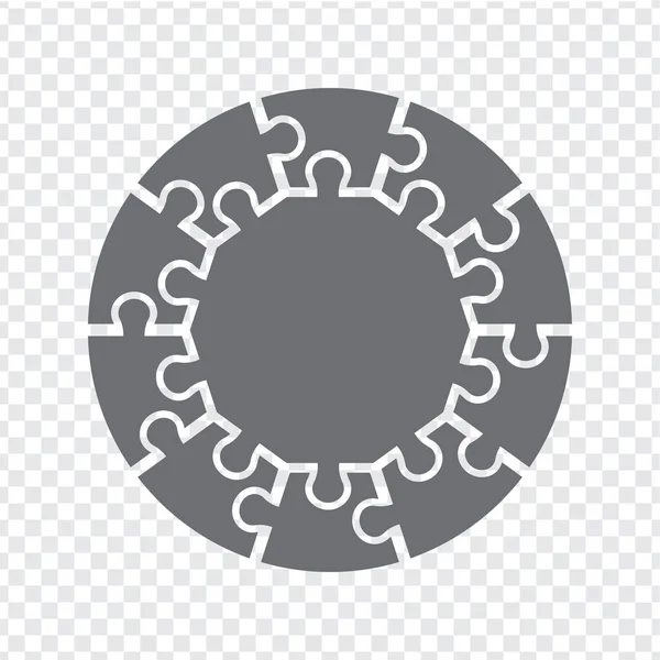 Puzzle Simple Cercle Icônes Gris Puzzle Icône Simple Des Dix — Image vectorielle
