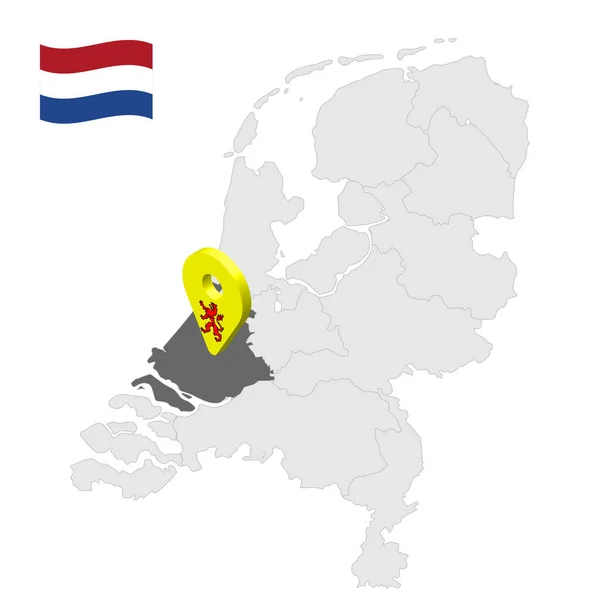 Sydhollands Läge Kartan Nederländerna Platsskylt Som Liknar South Hollands Flagga — Stock vektor