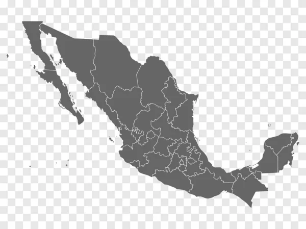 Üres Térkép Mexikó Mexikó Térképe Tartományokkal Kiváló Minőségű Térkép Mexikó — Stock Vector