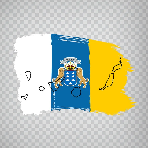 Bandiera Delle Isole Canarie Pennellate Mappa Vuota Delle Isole Canarie — Vettoriale Stock