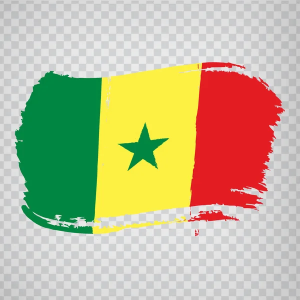 Senegalská Vlajka Tahů Štětcem Vlajková Republika Senegal Transparentním Pozadí Pro — Stockový vektor