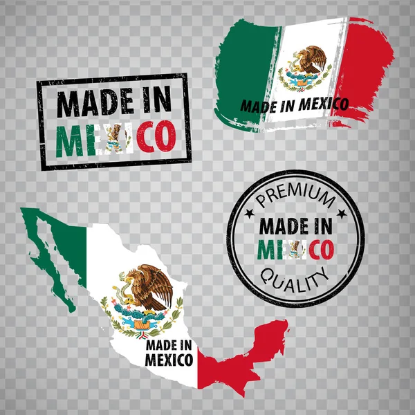 Tillverkad Mexiko Gummistämplar Ikon Isolerad Tillverkad Eller Tillverkad Mexiko Uppsättning — Stock vektor