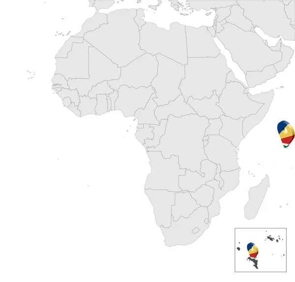 Localisation Seychelles Sur Carte Afrique Repère Localisation Drapeau République Des — Image vectorielle