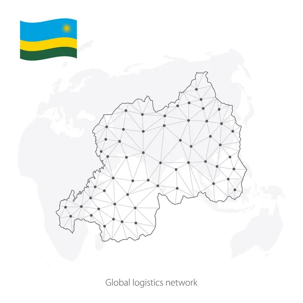 Concepto Red Logística Global Mapa Red Comunicaciones Ruanda Contexto Mundial — Archivo Imágenes Vectoriales