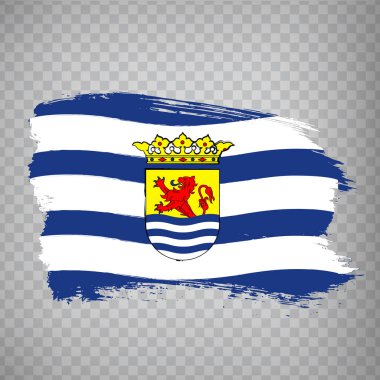 Zeeland fırça darbeleri bayrağı. Site tasarımı, logo, uygulama ve UI için saydam arka planda Zeeland bayrağı. Hollanda 'da. EPS10.