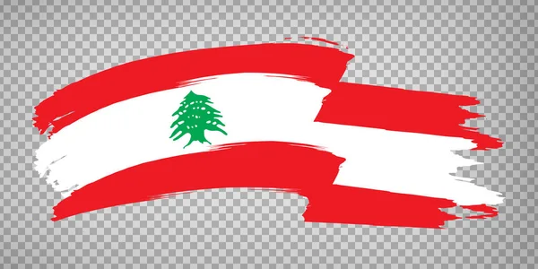 Bandiera Libano Pennellate Bandiera Libanese Republic Sfondo Trasparente Tuo Sito — Vettoriale Stock
