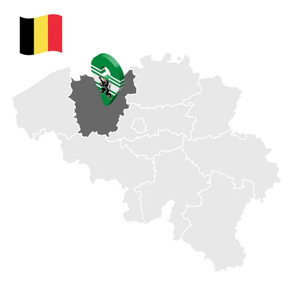 Ligging Van Oost Vlaanderen Kaart België Locatieteken Vergelijkbaar Met Vlag — Stockvector