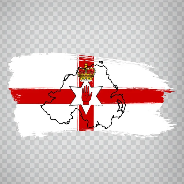 Прапор Північної Ірландії Від Мазків Чиста Мапа Північної Ірландії Велика — стоковий вектор