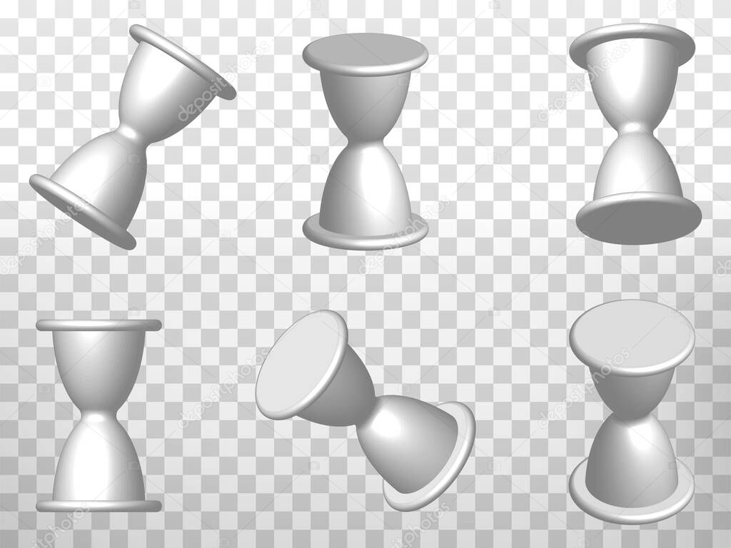 Set of perspective projections 3d hourglass model icons on transparent background.  3d figure.  Abstract concept of graphic elements for your web site design, app, UI. EPS 10