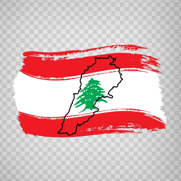 Drapeau République Libanaise Coups Pinceau Carte Blanche Liban Carte Haute — Image vectorielle