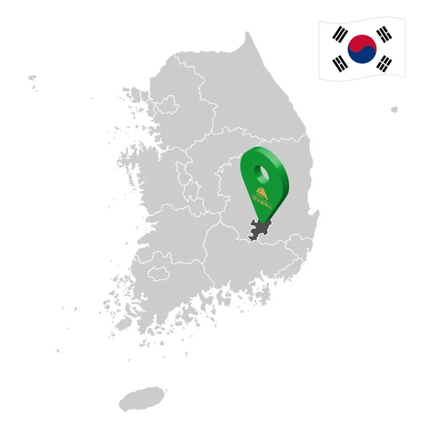 Localisation Daegu Sur Carte Corée Sud Panneau Localisation Similaire Drapeau — Image vectorielle