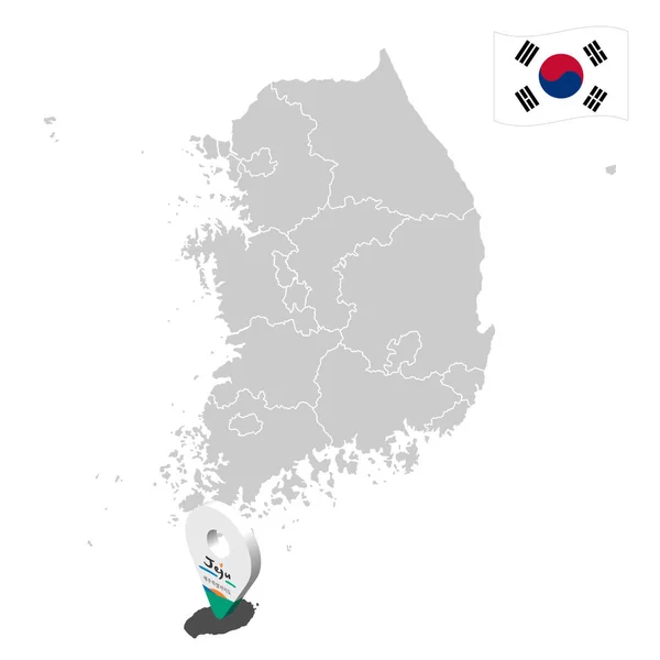 Placering Jeju Provinsen Kartan Sydkorea Platsmärke Som Liknar Jeju Flagga — Stock vektor