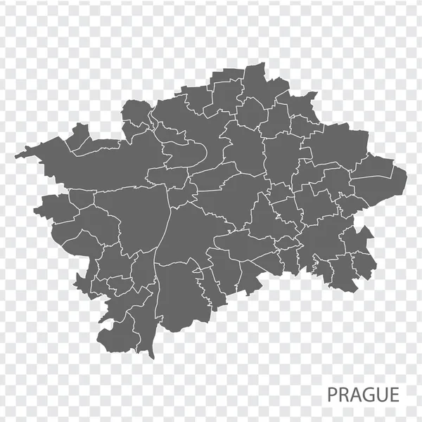 Wysokiej Jakości Mapa Pragi Jest Stolicą Czech Granicami Regionów Mapa — Wektor stockowy