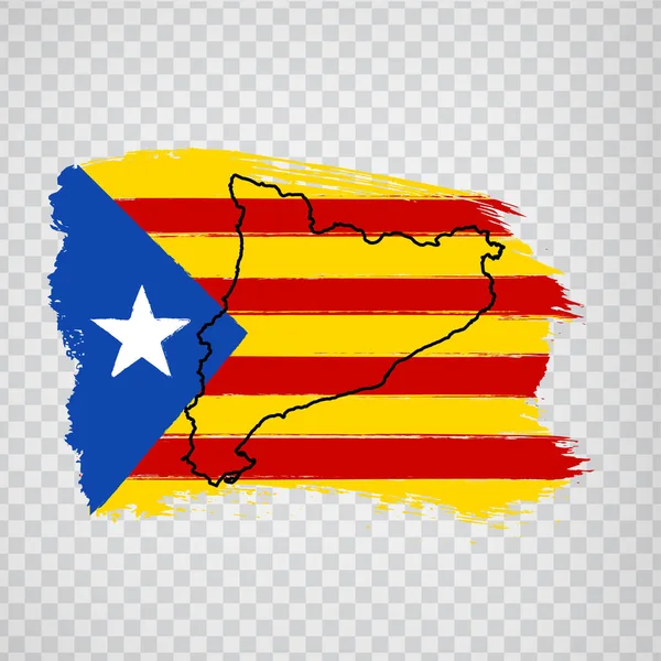 Bandera Cataluña Pinceladas Mapa Blanco Cataluña Reino España Mapa Alta — Vector de stock